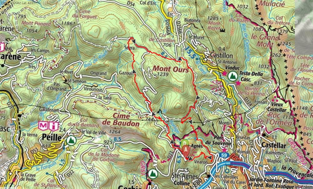 Carte du parcours Randonnée 18 km